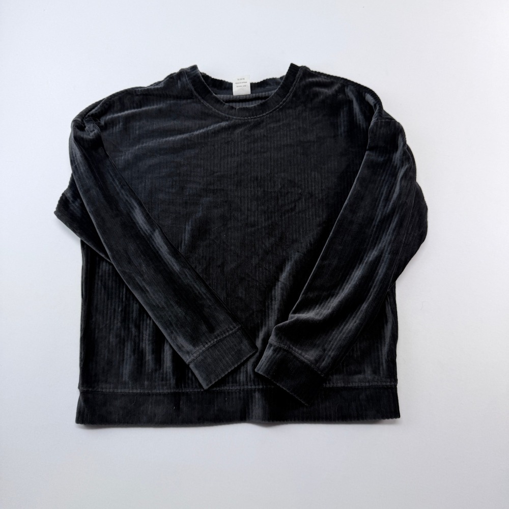 Wonder Nation Boys XL 14-16 Ribbed Velour Crewneck Top Black Long Sleeve Shirt